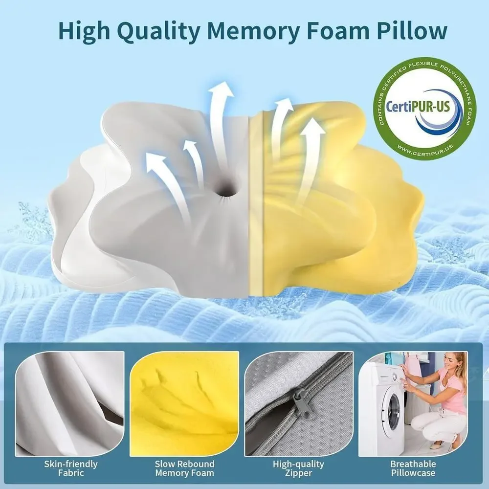 Cervical Neck Pillow - Neck Support Pillows for Sleeping, Contour Memory Foam